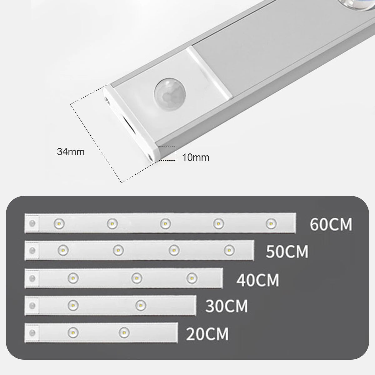 Ultra Slim Led Motion Sensor Light Strip Tricolor Lamp Usb Rechargeable Lights Leds Night With Pa...