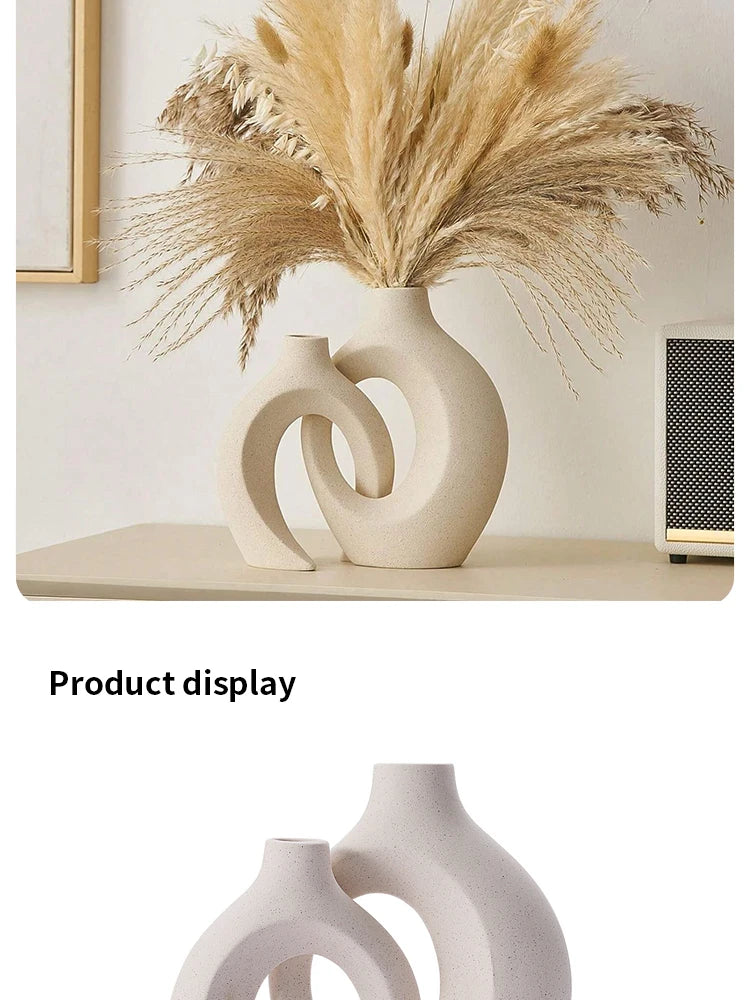 European Style White Plastic Vase Set Simple Creative Home Decor for Living Room Entryway TV Cabinet