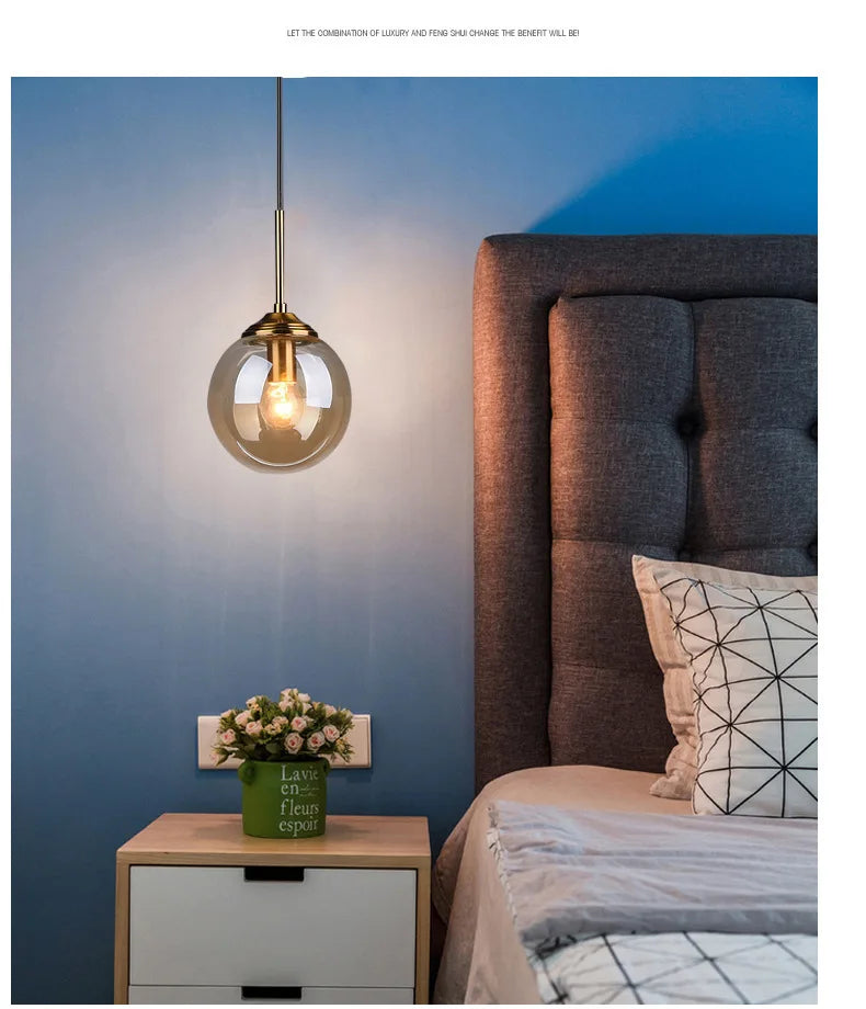 Modern Glass Hanging Lamp E27 Clear Amber Stone Chandelier  Nordic Home Decor Lighting for Living Room Cord Pendant Lights