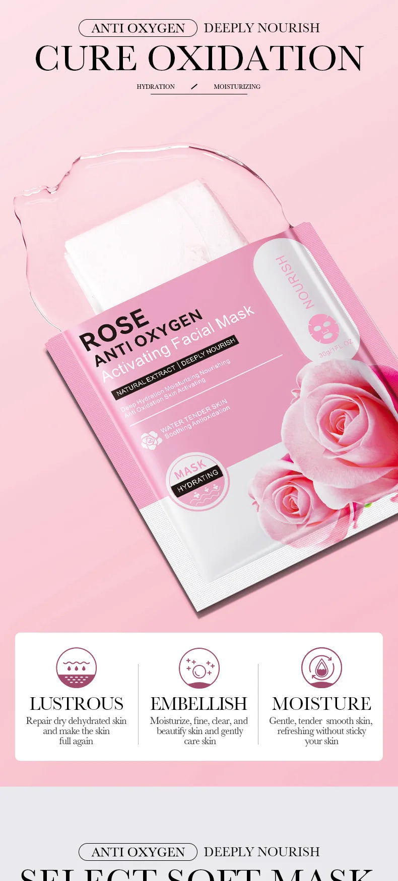 Rose Flower Extract Korean Sheet Mask variants