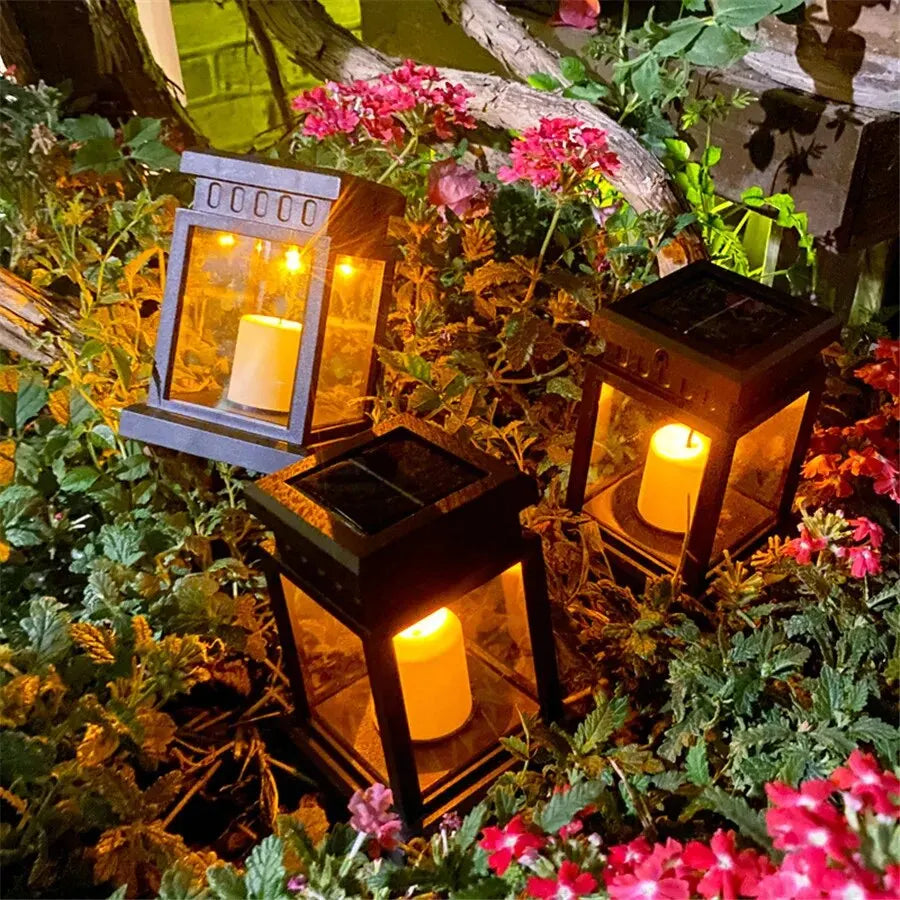 Solar Palace Lantern Outdoor Solar Lights Lawn Landscape Hanging Atmosphere Candle Lamp Floor Yard Garden Decor