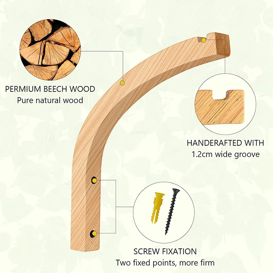 Natural Wood Wall Plant Hangers Hanging Flower Pot Hook Flower Bracket for Lanterns Wind Chimes Balcony Home Decor