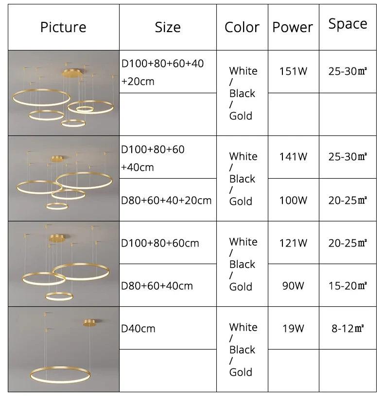 Nordic Led Ceiling Chandelier Modern Circular Ring Chandelier For Dining Room Bedroom Living Room Home Indoor Lighting Decor