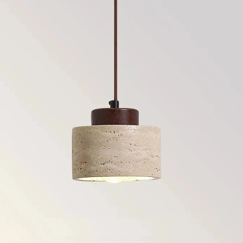 Japanese-Style Nordic Natural Yellow Cave Stone Retro Dining Room Bedroom Bedside Long Line Chandelier Yellow Cave Stone Lamp