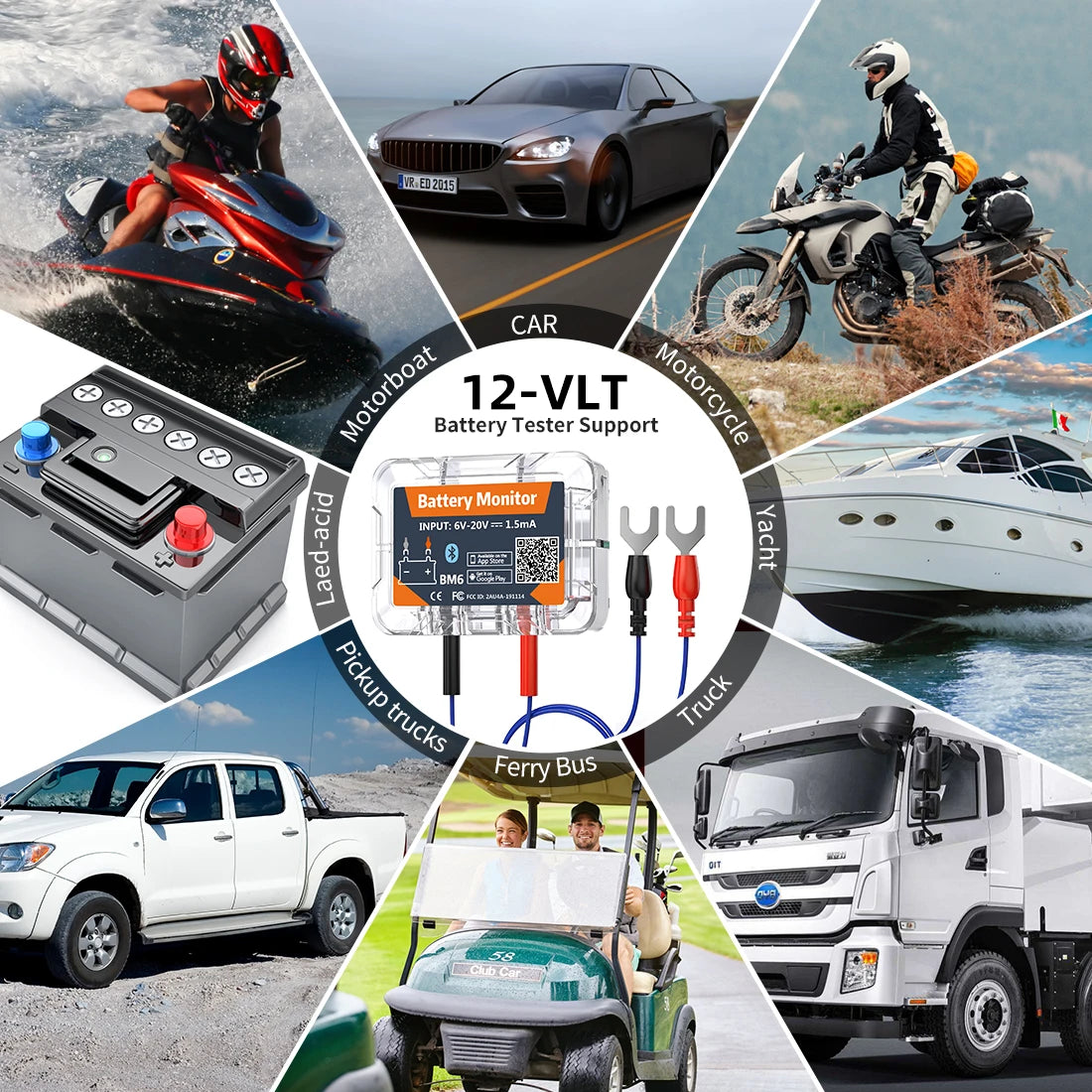 QUICKLYNKS BM6 12V Battery Monitory Wireless Bluetooth Car Battery Health Check APP Monitoring Battery Tester For Android IOS