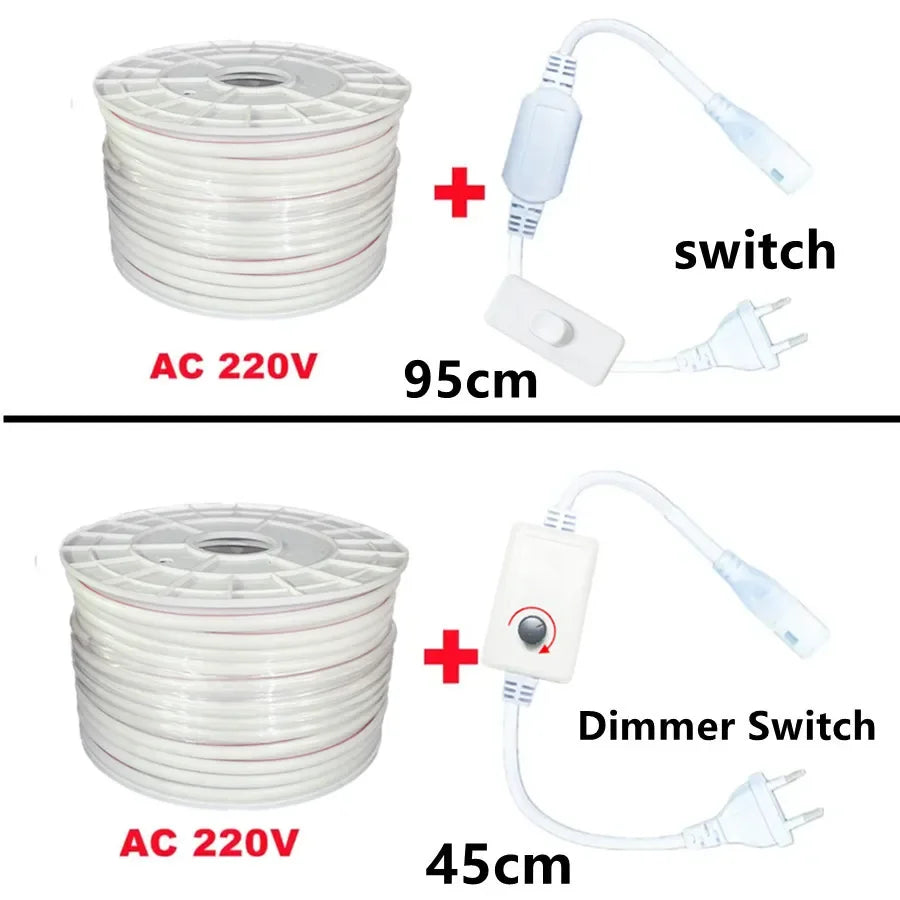 1-30M COB LED Lamp Strip 288LEDs/m RA90 Outdoor IP65 Waterproof Switch/Dimmable Power EU Plu...