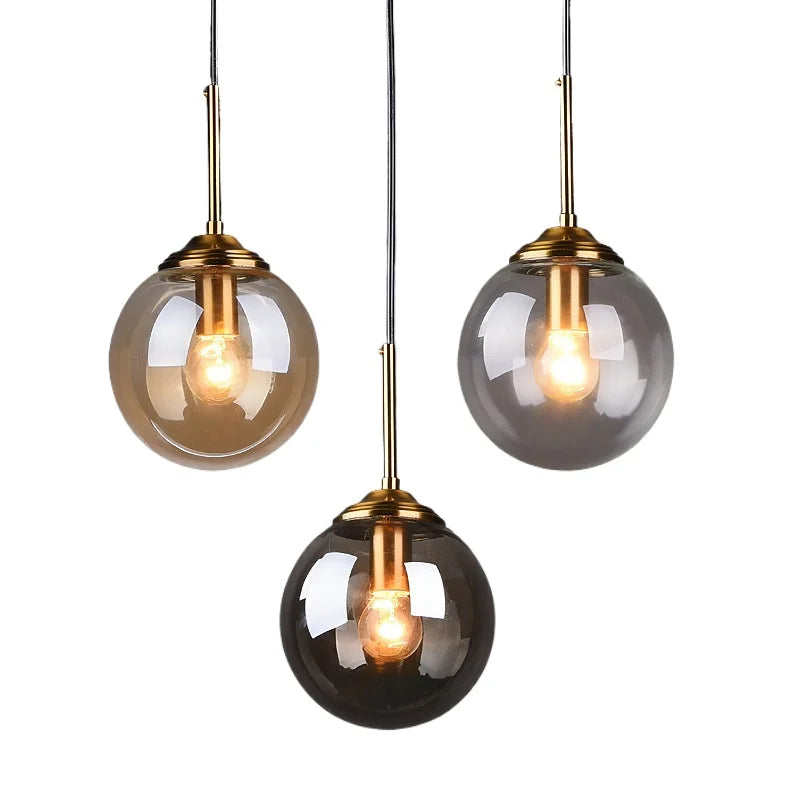 Modern Glass Hanging Lamp E27 Clear Amber Stone Chandelier  Nordic Home Decor Lighting for Living Room Cord Pendant Lights