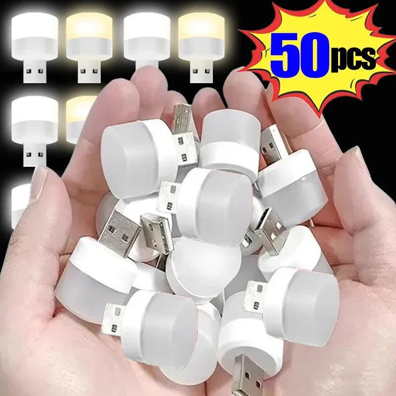 USB Night Light Mini LED Night Light USB Plug Lamp Power Bank Charging USB Book Lights Round Read...