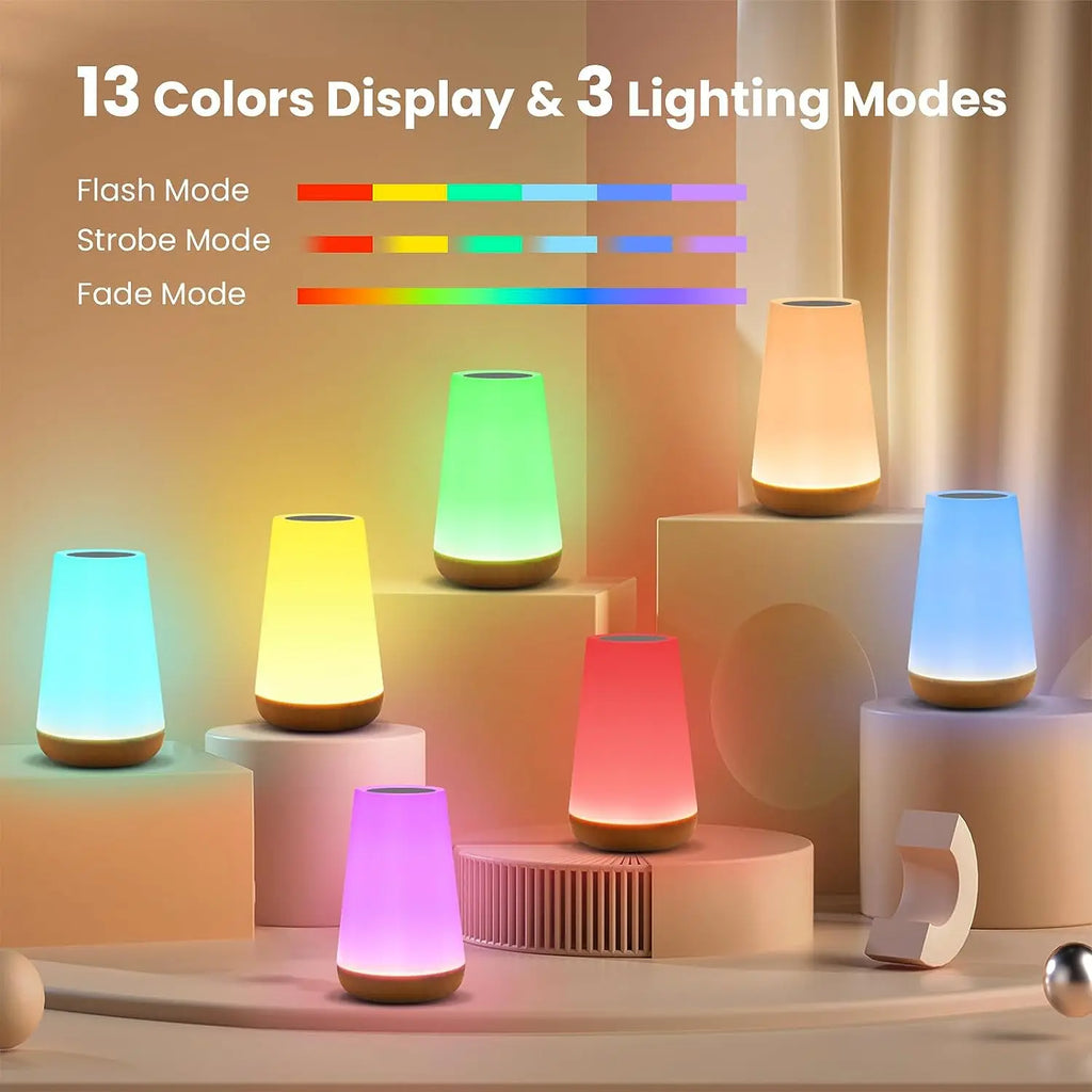 Table Lamp Bedside Lamp For Bedroom 13 Color Changing Touch Night Light RGB Remote Dimmable USB R...