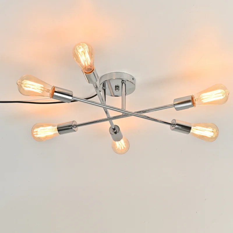 Dropshipping Modern Sputnik Chandelier Nordic Semi Flush Mount Ceiling Lamp Brushed Antique Gold Home Decor Lighting Fixture
