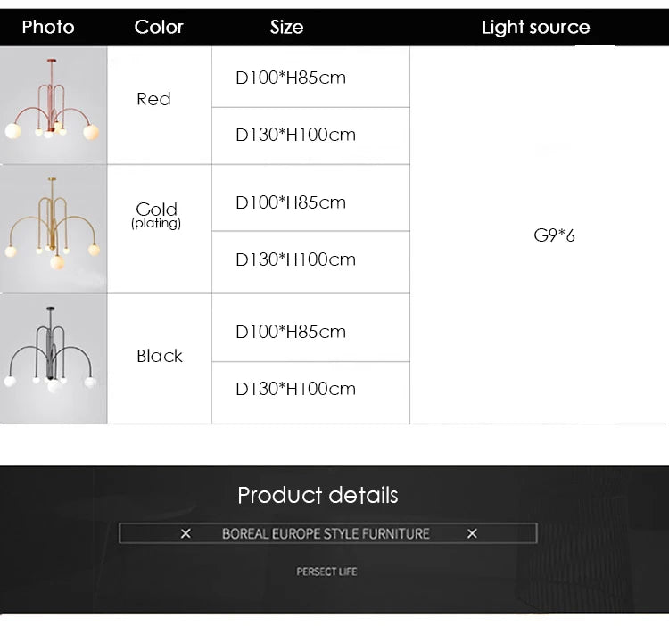 Nordic Minimalist Pendant Light for Living Room Restaurant Lamp Cafe Clothing Store Art Black Gold Red Chandelier
