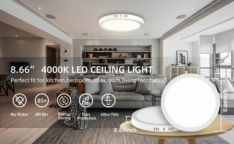 Ultra Thin Circular LED Ceiling Light Wide Pressure Panel for Indoor Lighting in Living Rooms Bed...