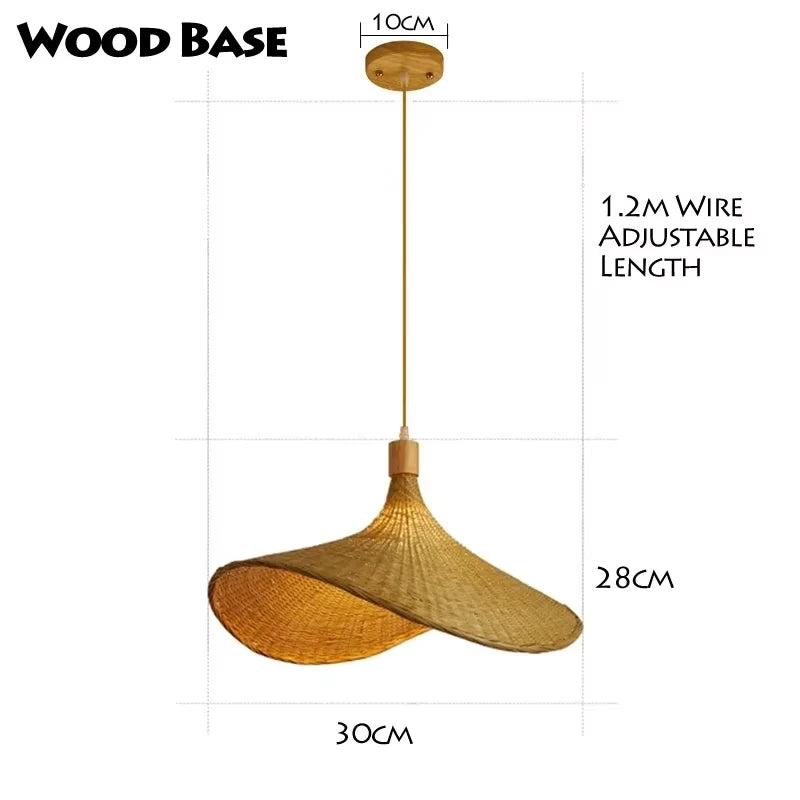 Bamboo Hand Weaving Pendant Lights 38cm Hanging LED Ceiling Lamp Chandelier Fixture Rattan Hand Craft Woven Home Bedr...