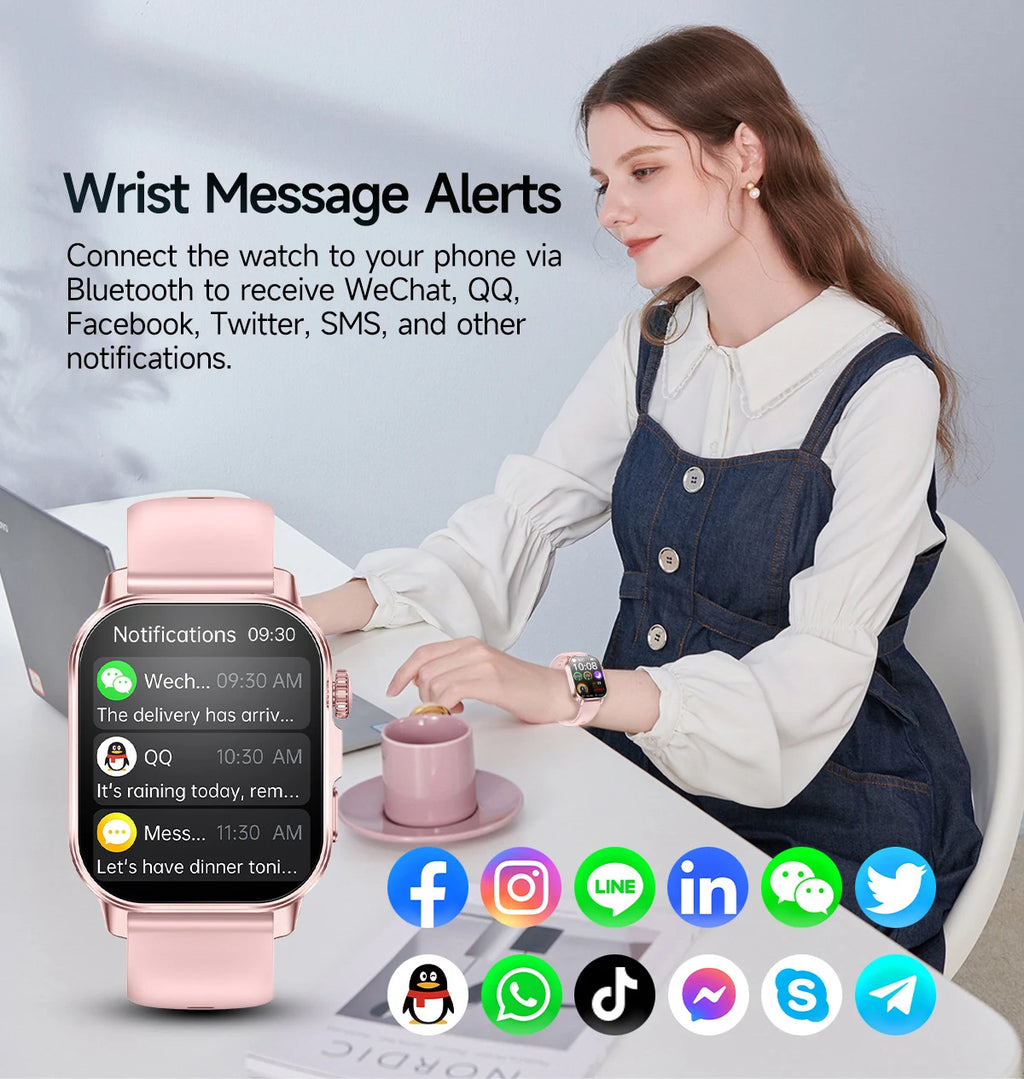 New Professional Health Watch Blood Pressure 2.01"AMOLED Screen Uric Acid Blood Lipids Flashlight Care Smart Watches for Women