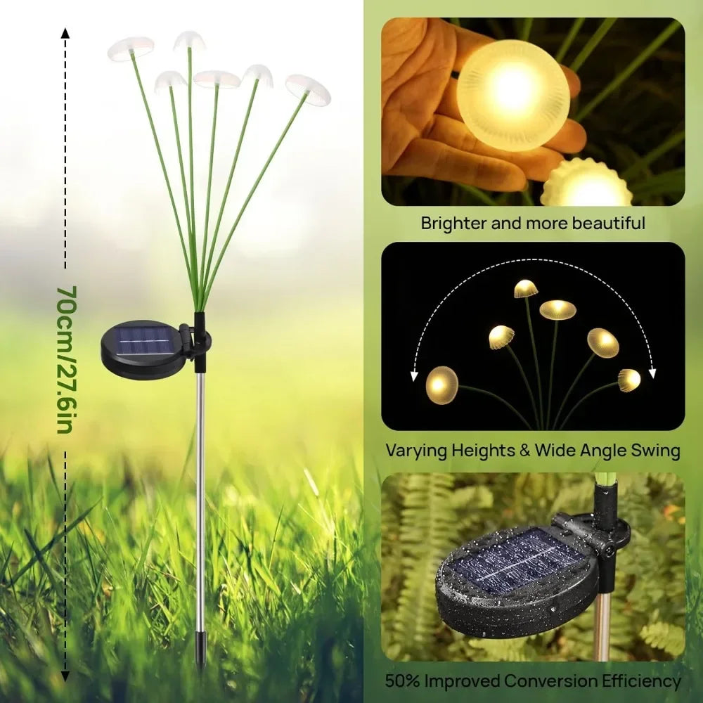 Solar 6LEDS Jellyfish Lights Mushroom Lights Solar Ground Plug Atmosphere Lights Garden Decoratio...