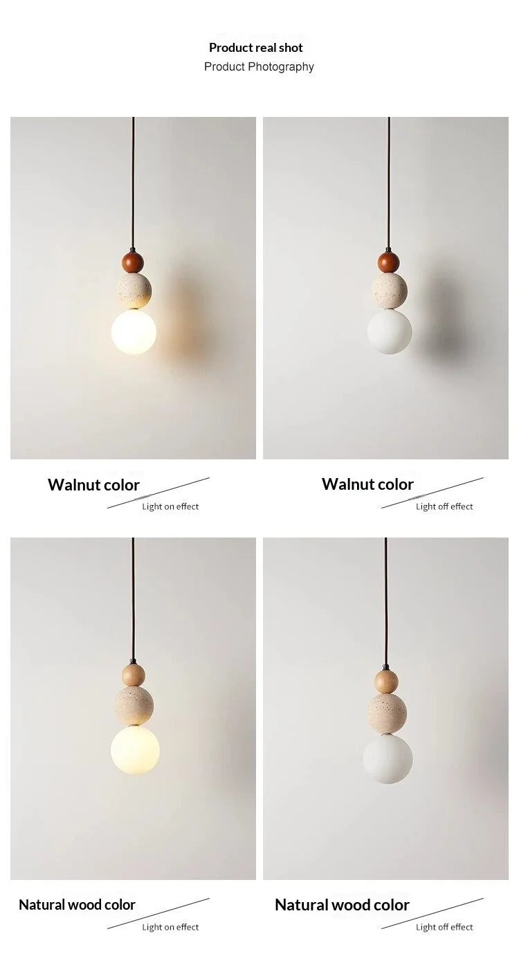 Cream Style Pendant Lamp Bedroom Bedside Led Chandelier Stone Wood Light Designer Bauhaus Medieval Restaurant Bar Small Lights