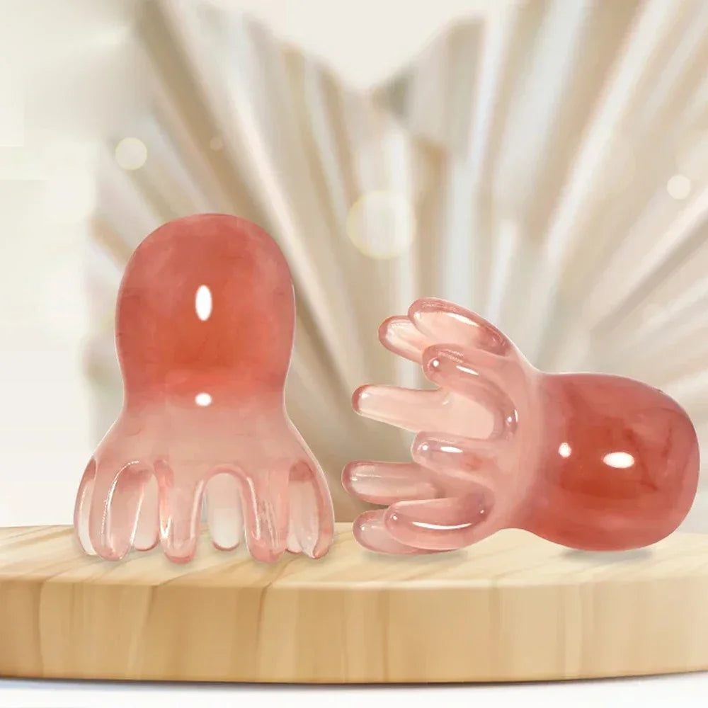Cute Octopus Scalp Massage Comb (Resin)｜Korean Hair Care, Stress Relief, Anti-Hair Loss, Portable Head Massager for Home&Travel