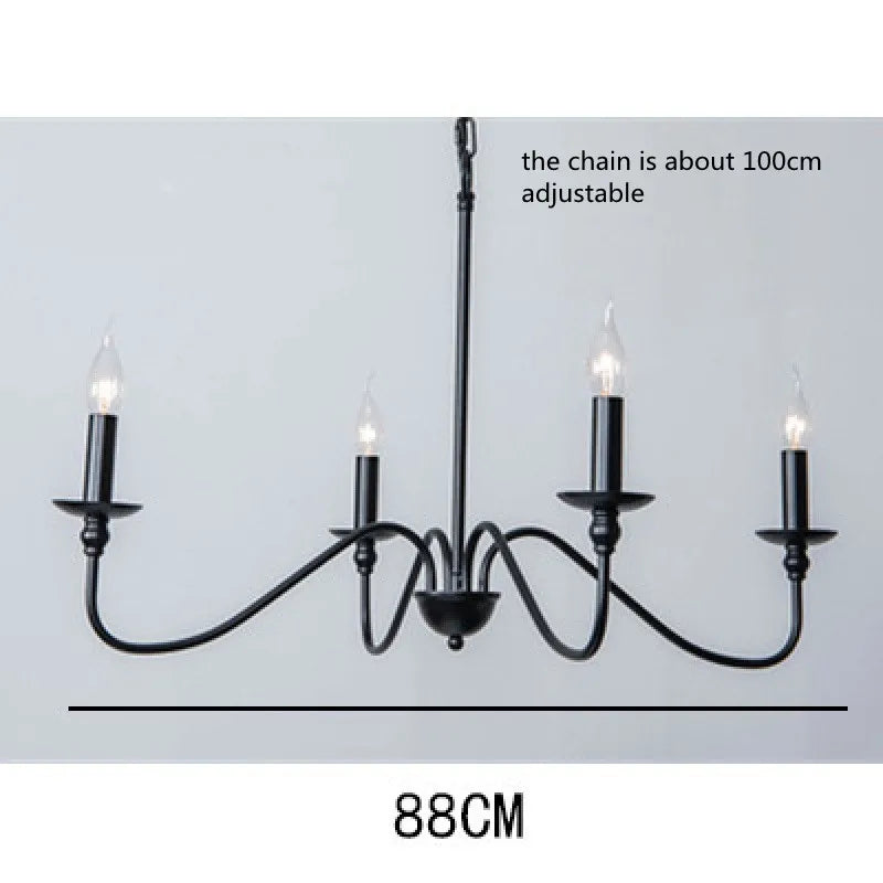 Retro Loft Living Room Chandelier Lighting E14 Vintage American Style Black/Gold Ceiling Chandelier Household Dining ...
