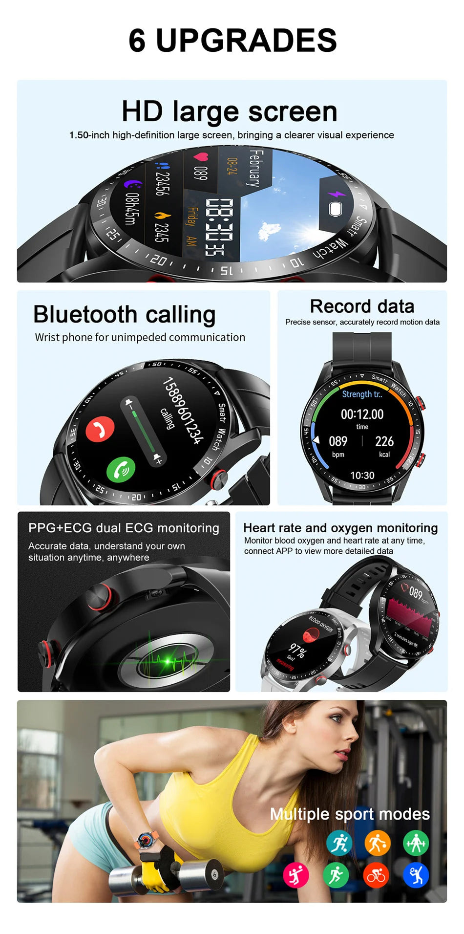 2026 New Bluetooth Call Smart Watch Men 360*360 HD Display Heart Rate Fitness Tracker ECG+PPG Business Smartwatches