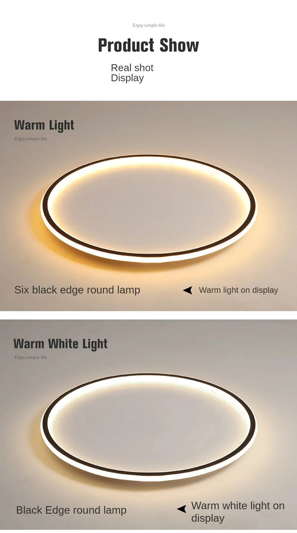 Simple Nordic Style Lighting Ceiling Lamp All White And Black Edge Modern Living Room Lamp Bedroom Home Lighting Decoration