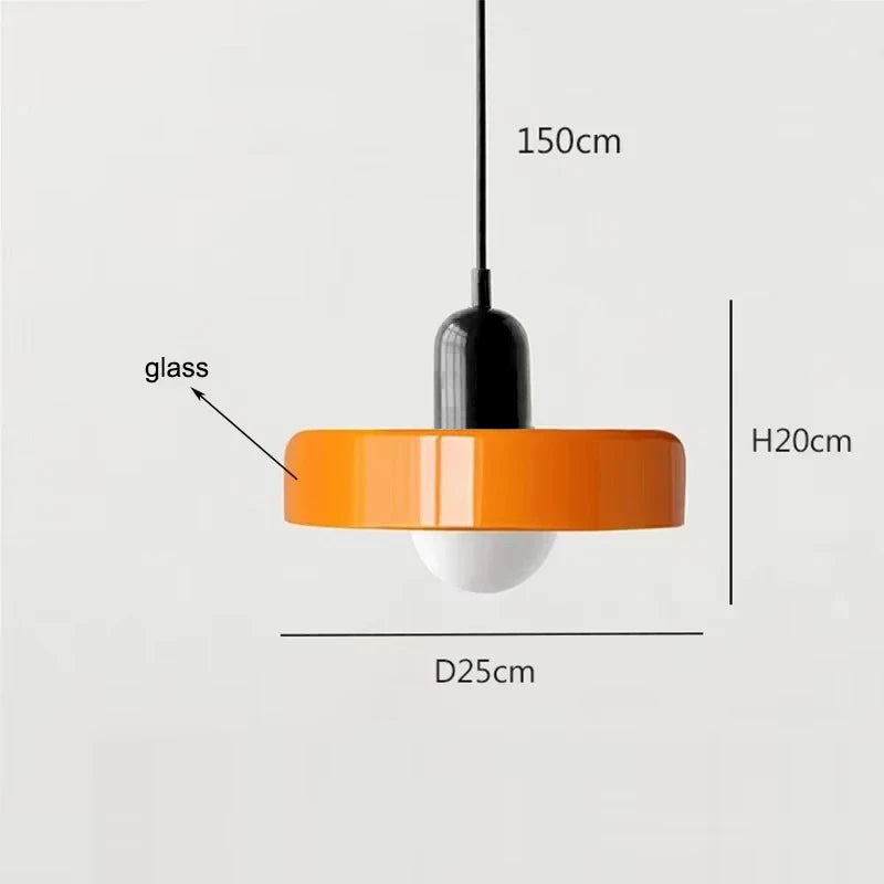 Nordic Retro E27 Colorful Ceiling Chandelier Orange Glass Pendant Lamp for Home Decor Dining Room Cafe Bar Counter Li...