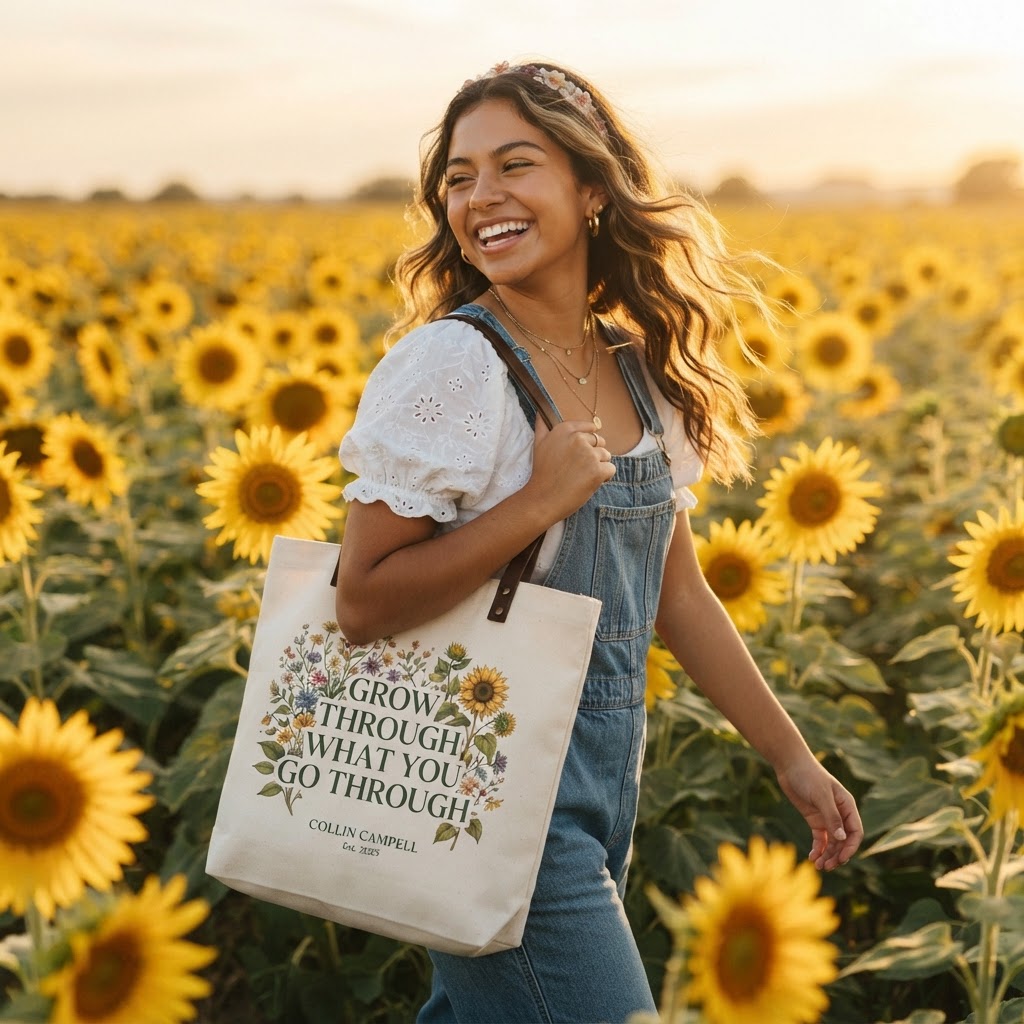 Grow Through What You Go Through — Botanical Tote Bag | COLLIN CAMPELL product image
