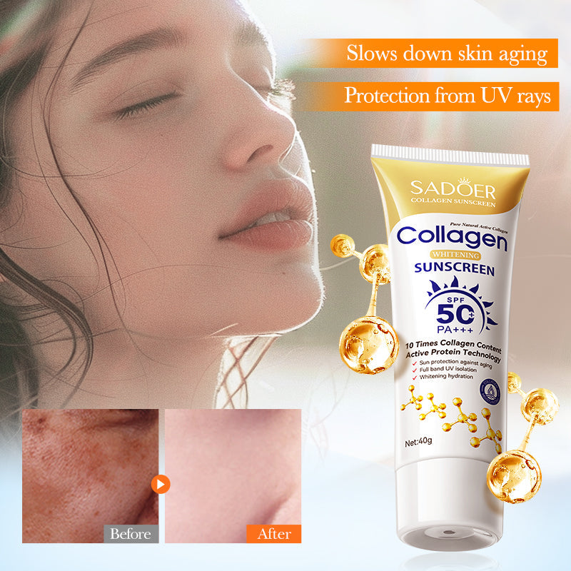 Skincare Ritual Gift Set — Collagen Anti-Aging Sunscreen Cream + Ultrasonic Skin Scrubber Face Clean