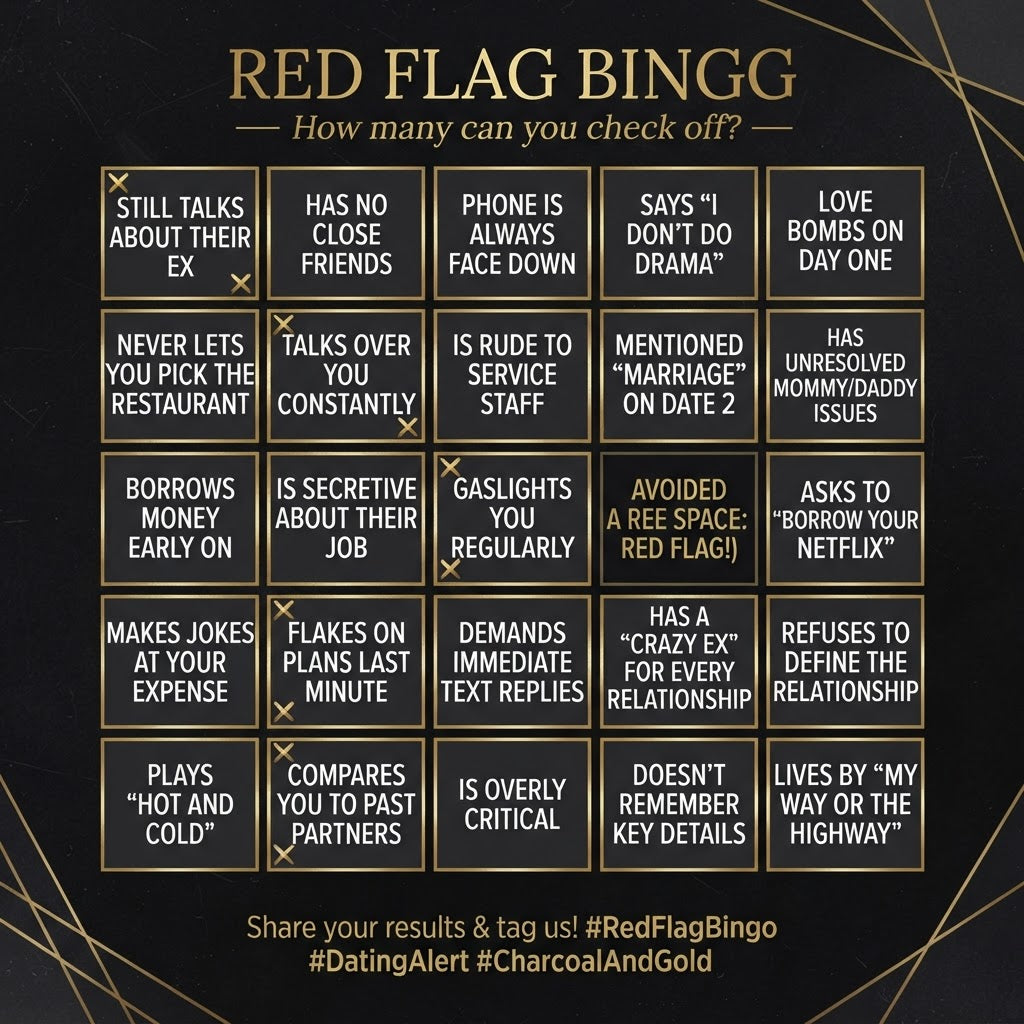 Red Flag Dating Bingo Card - 21 Printable Bingo Cards