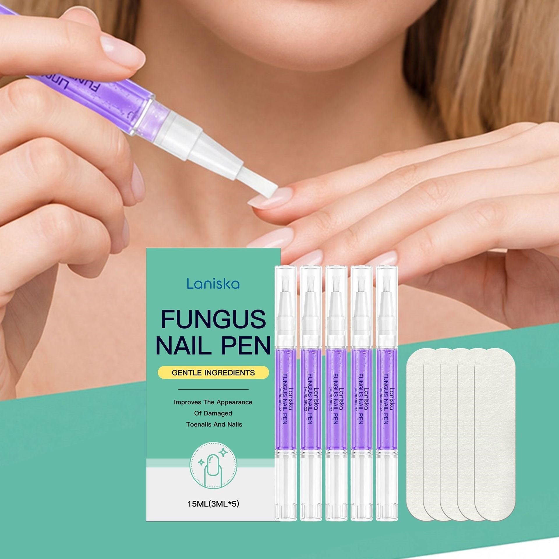 Nail Care Gift Set — Nail Care Pen Set + Glitter Set Mermaid Aurora Nail Pow