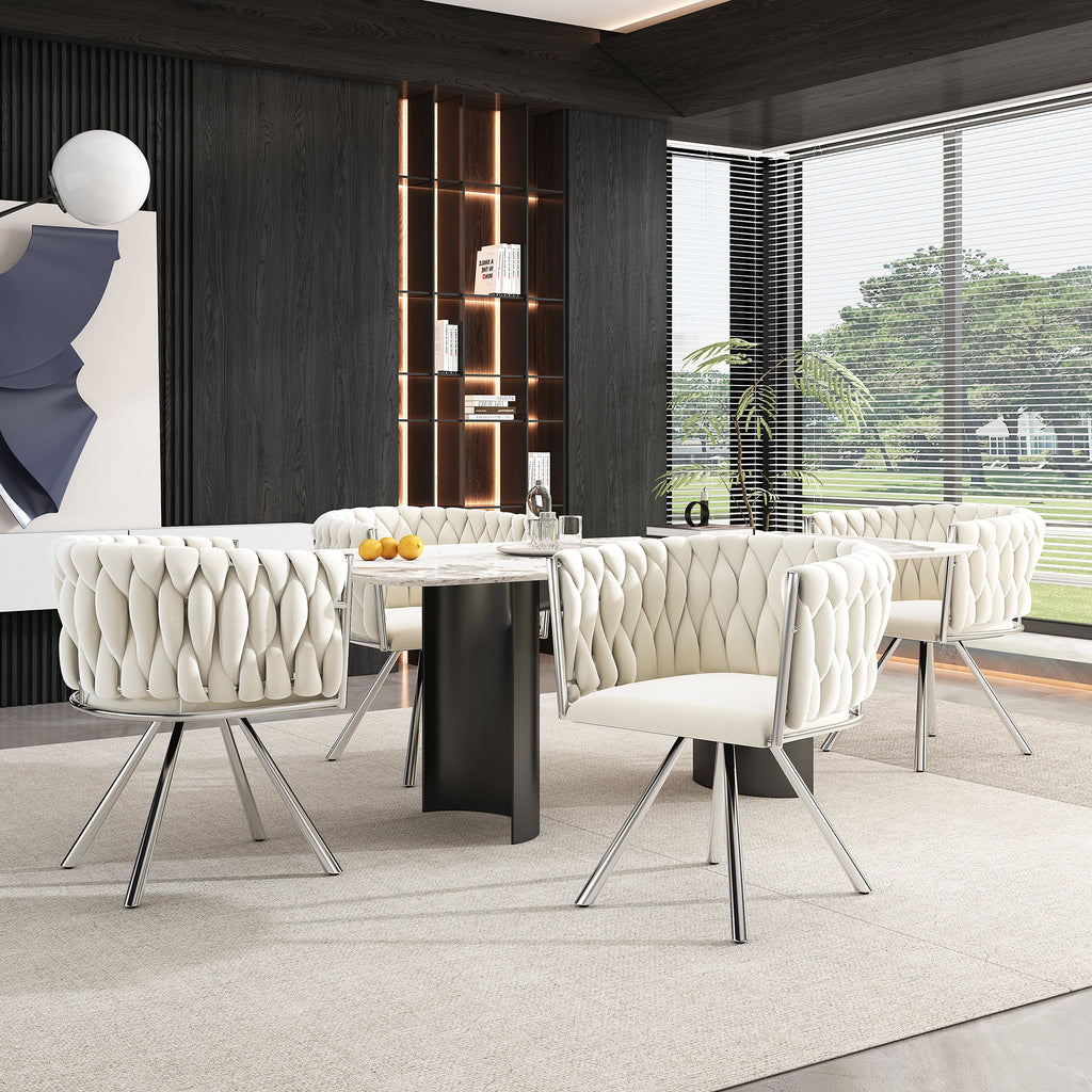 Luxury 4-Chair Velvet Dining Set — Single Light