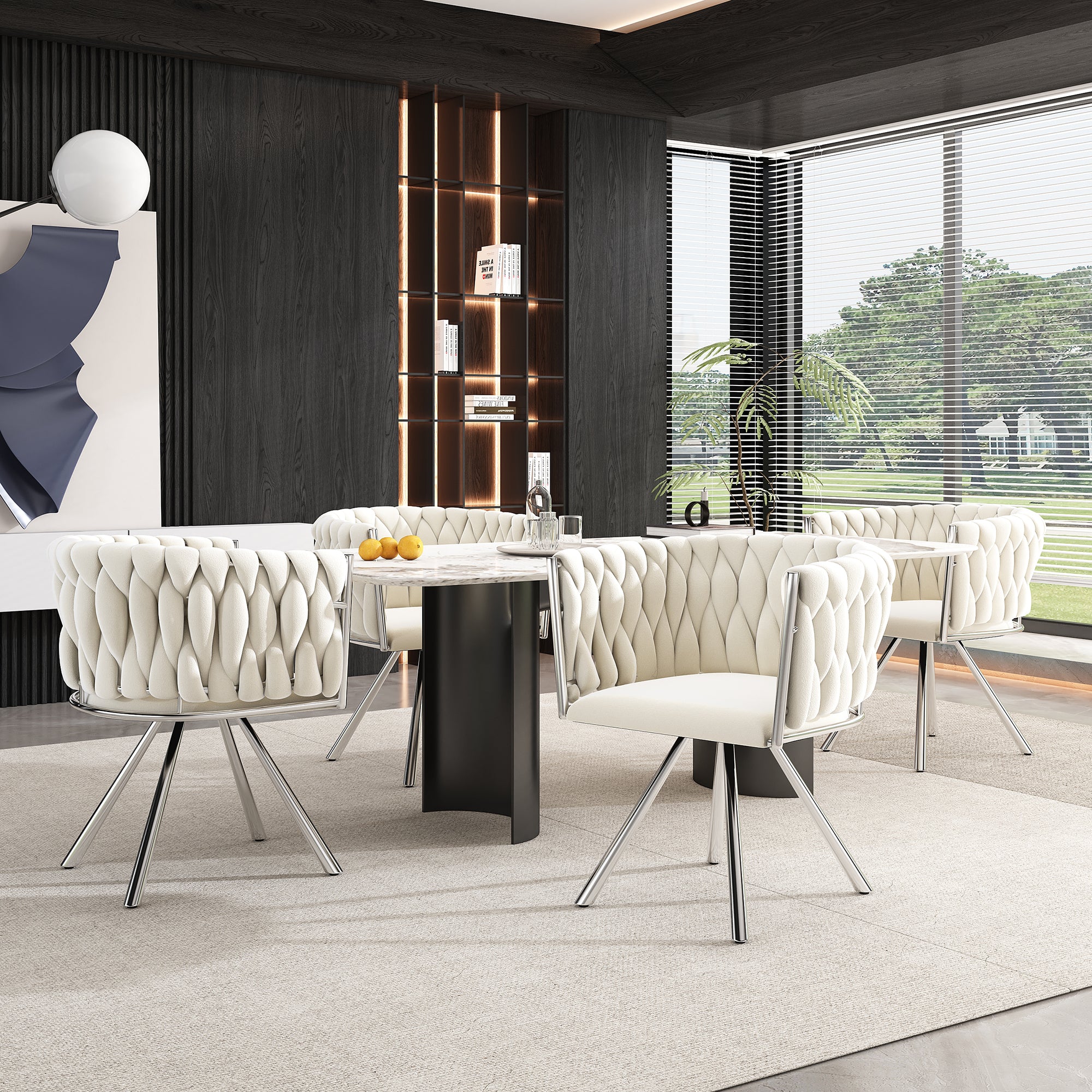 Luxury 4-Chair Velvet Dining Set — Single Light
