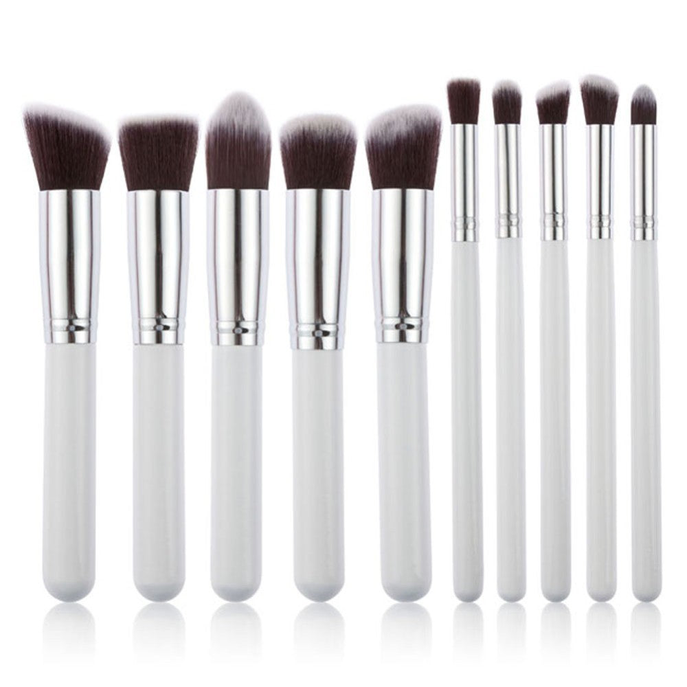 10-piece Black-Silver-Black-Gold Makeup Brush Set 5 Large 5 Small