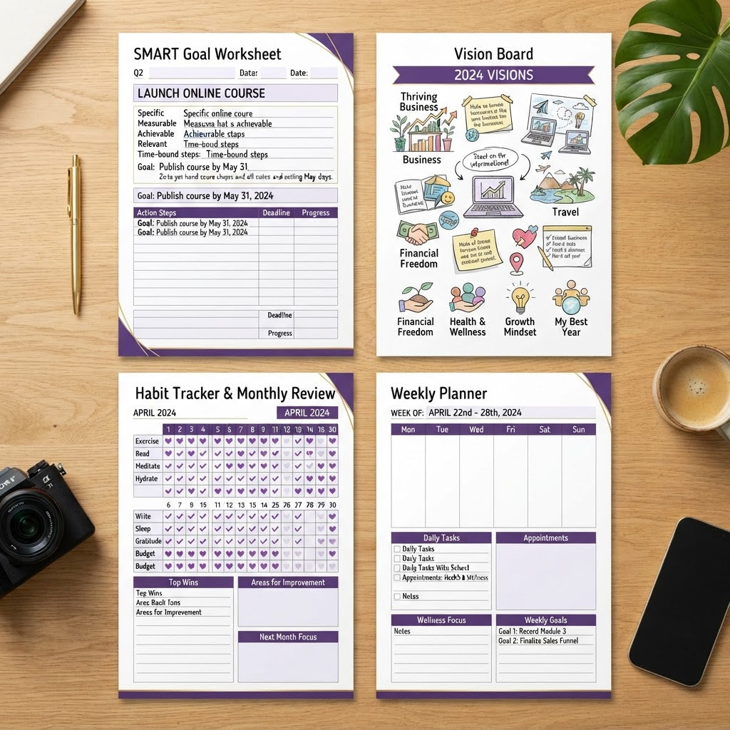 Inside the Meeting Notes Template - Digital Download - sample interior pages