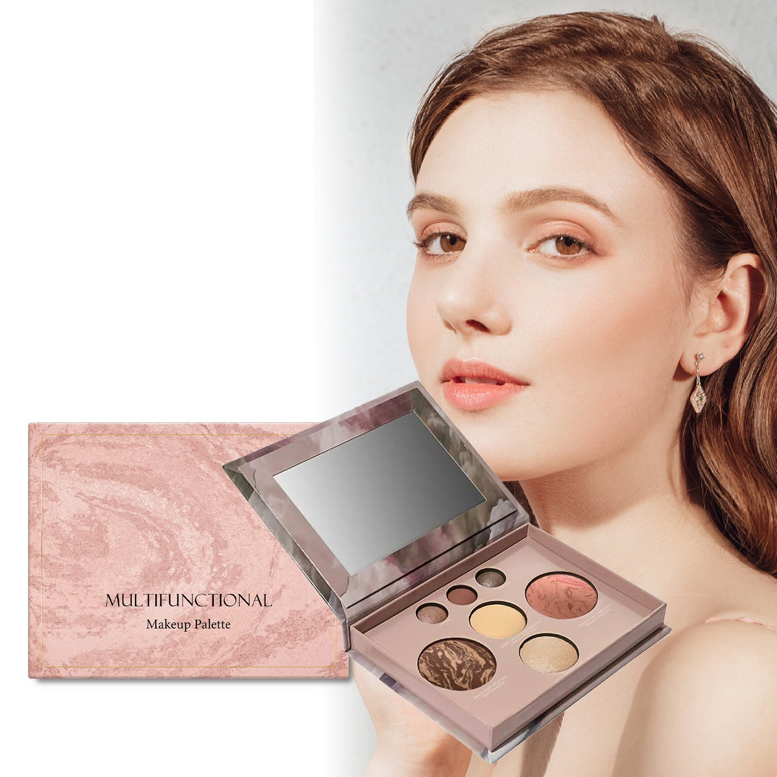Glam Gift Box — Two-tone Lazy Eyeshadow Stick + Zipper One-piece Shapewear, Postpar + Multi-functional Makeup Palette