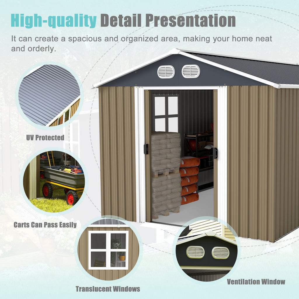 8x12 FT Campcraft Heavy-Duty Metal Storage Shed