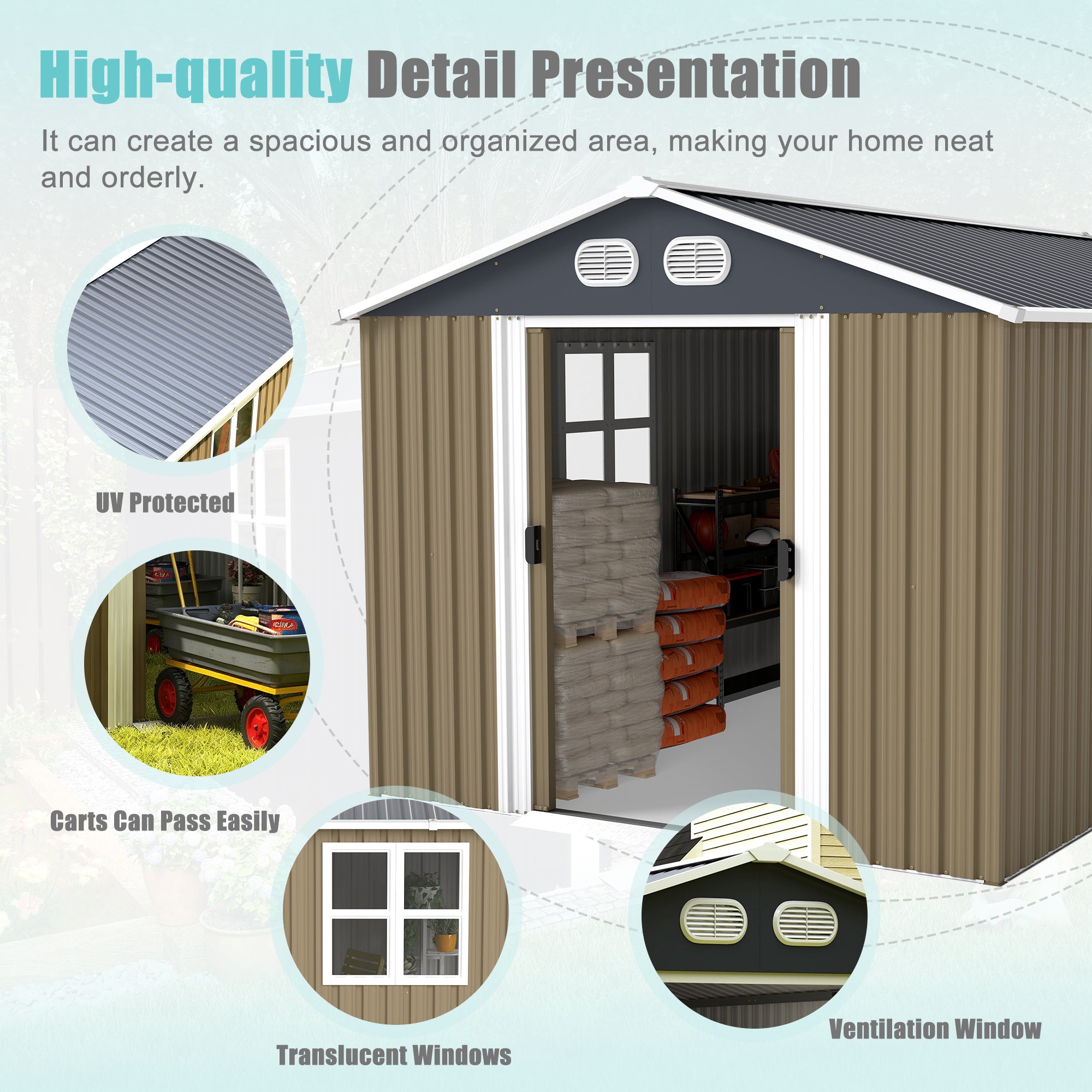 8x12 FT Campcraft Heavy-Duty Metal Storage Shed