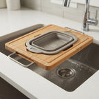 Over-Sink Cutting Board with Collapsible Colander