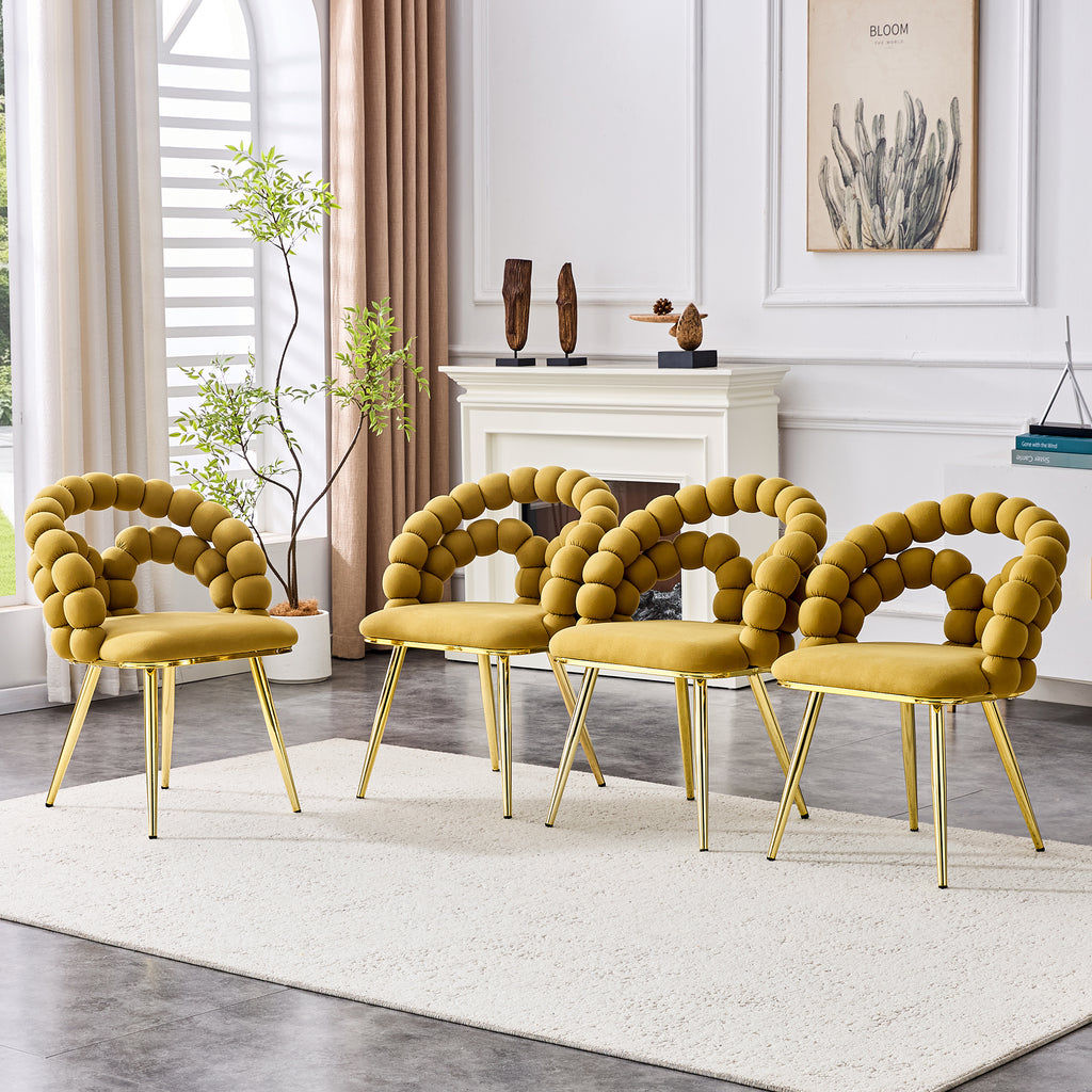 Set of 4 Bubble Velvet Accent Chairs — Luxury Dining