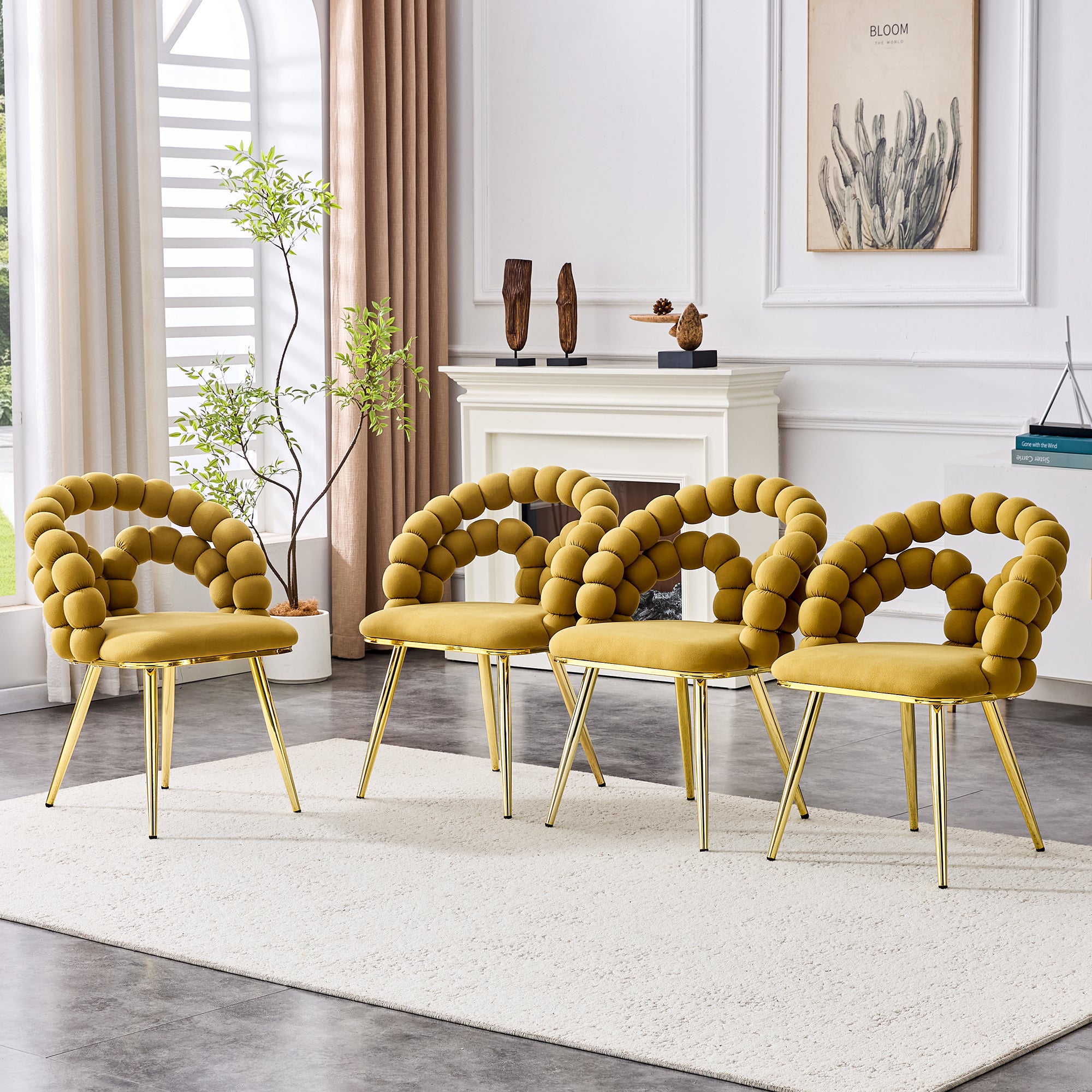 Set of 4 Bubble Velvet Accent Chairs — Luxury Dining