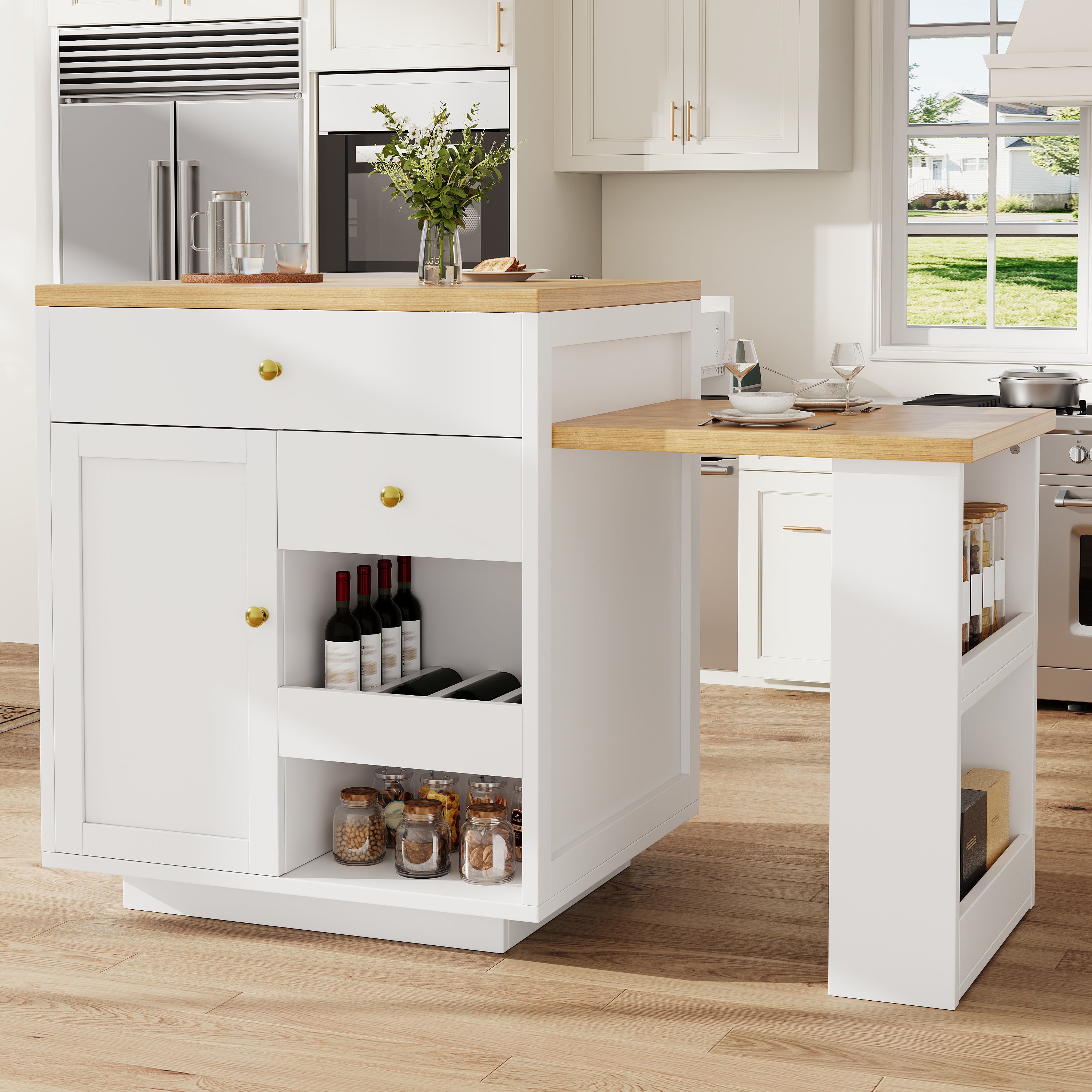 Extendable Bar Table with Storage — 122 to 195cm