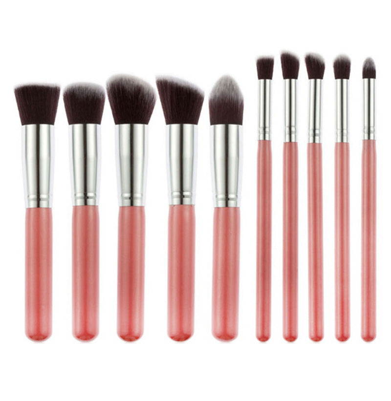10-piece Black-Silver-Black-Gold Makeup Brush Set 5 Large 5 Small