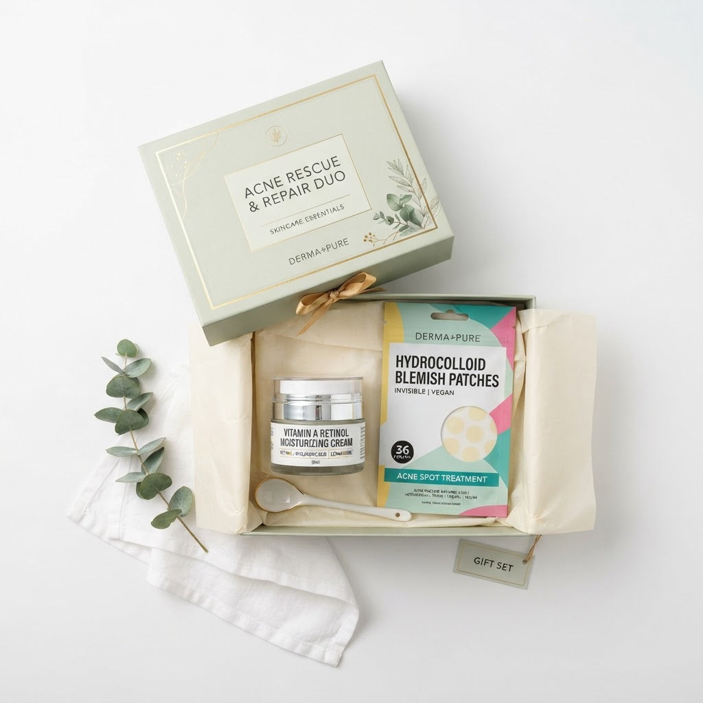 Skincare Ritual Gift Set — Hydrocolloid Acne Patch Set (108 pa + Vitamin A cream