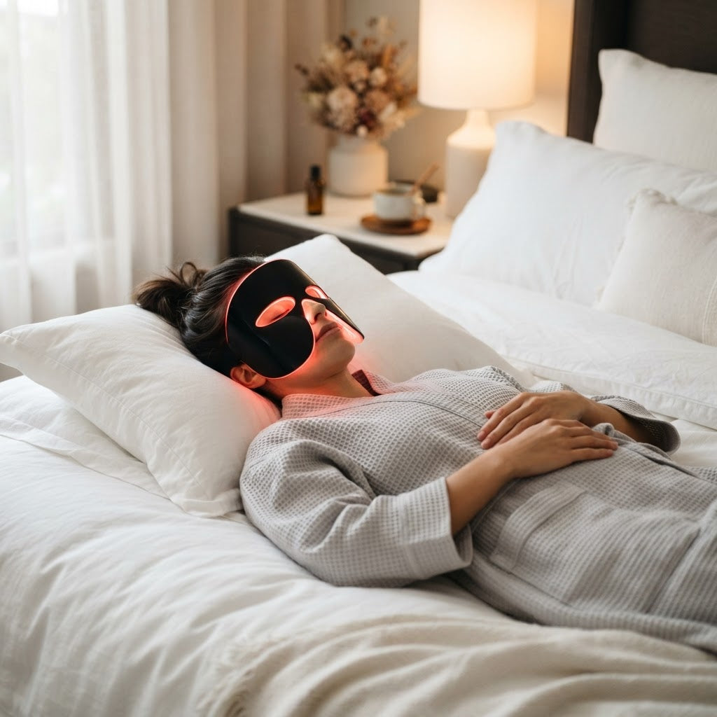 4 Colors Electric Eye Massager Red Blue  — In Use