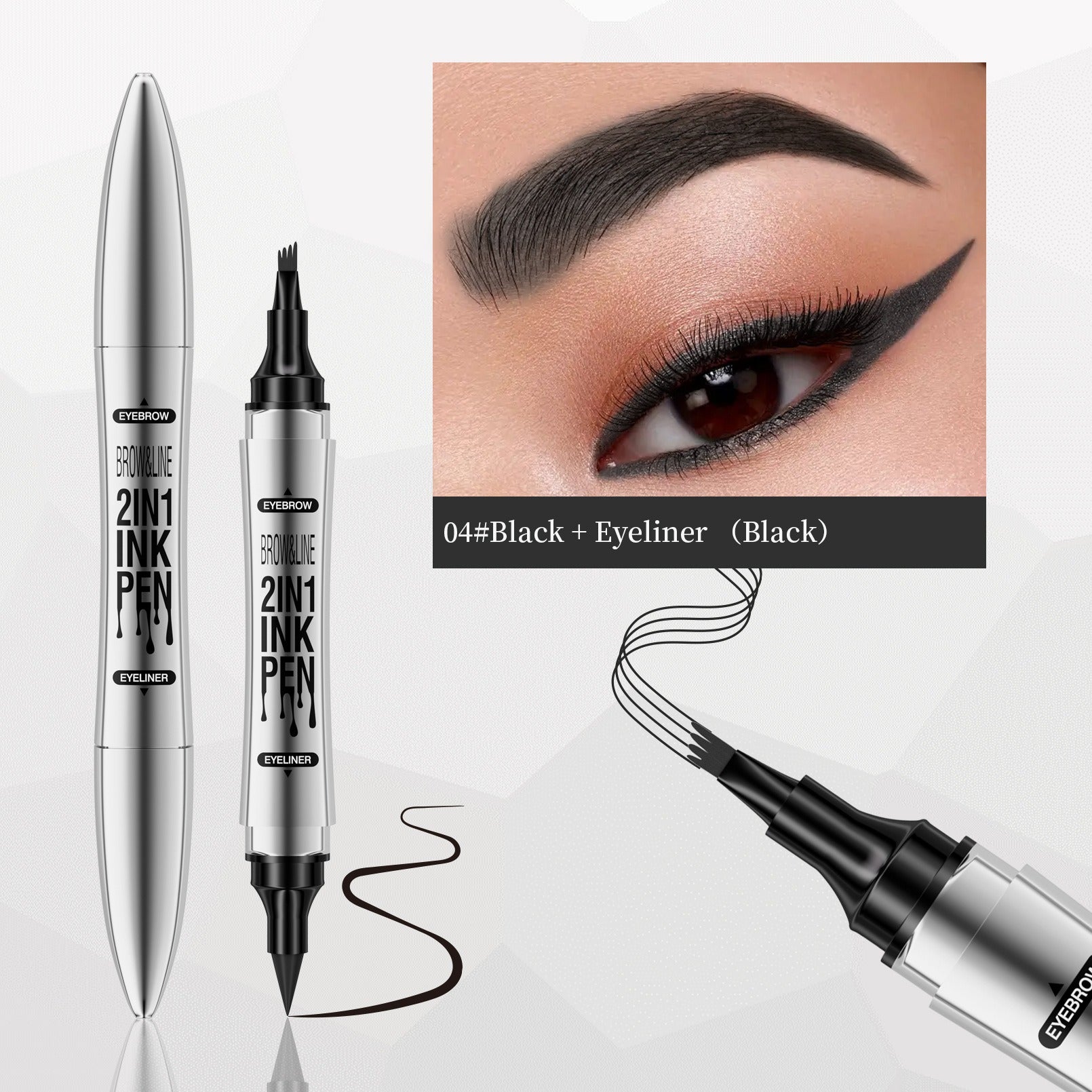 2 In 1 Microblading Eyebrow Pen, 4 Fork Tip,3D Waterproof Magic