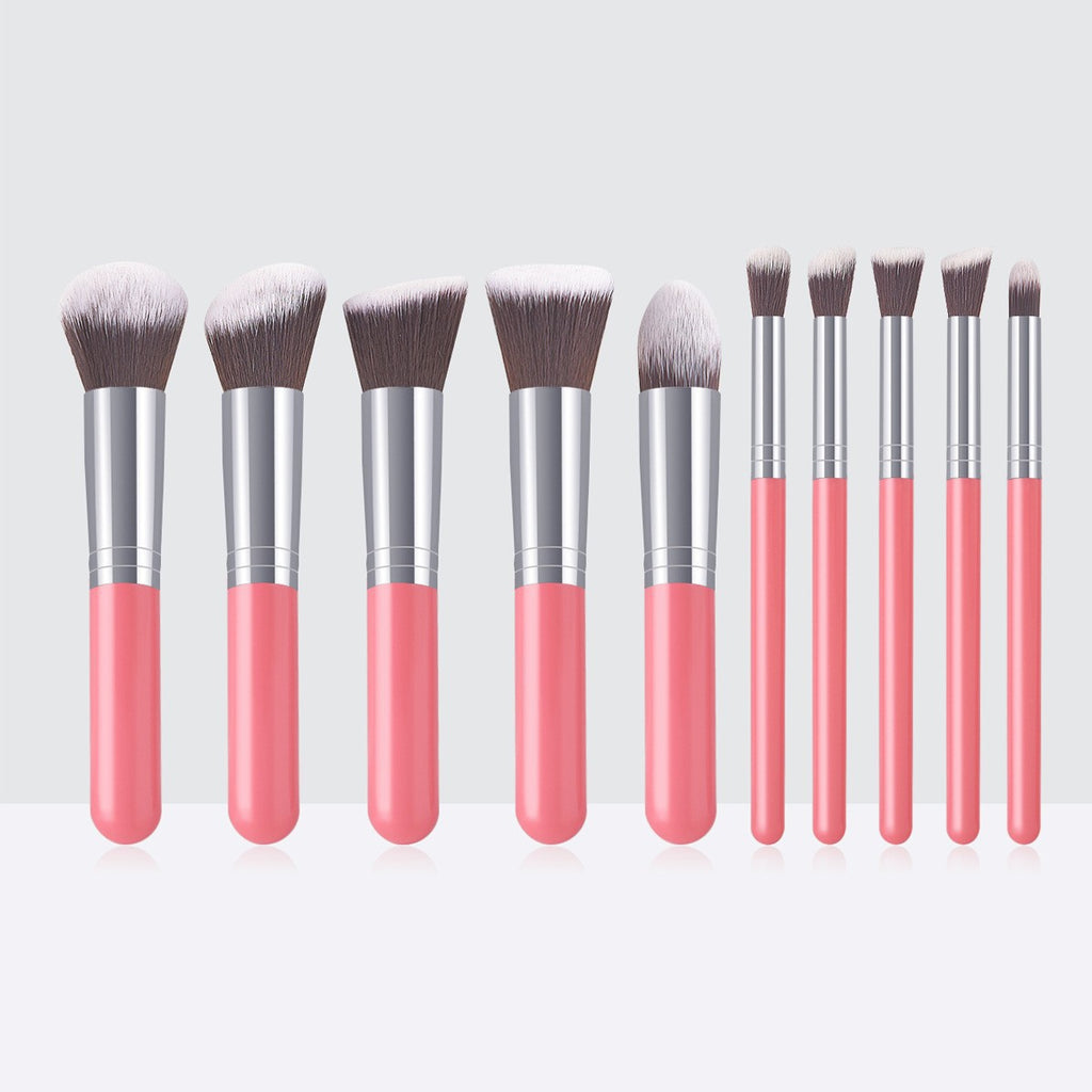 10-piece Black-Silver-Black-Gold Makeup Brush Set 5 Large 5 Small