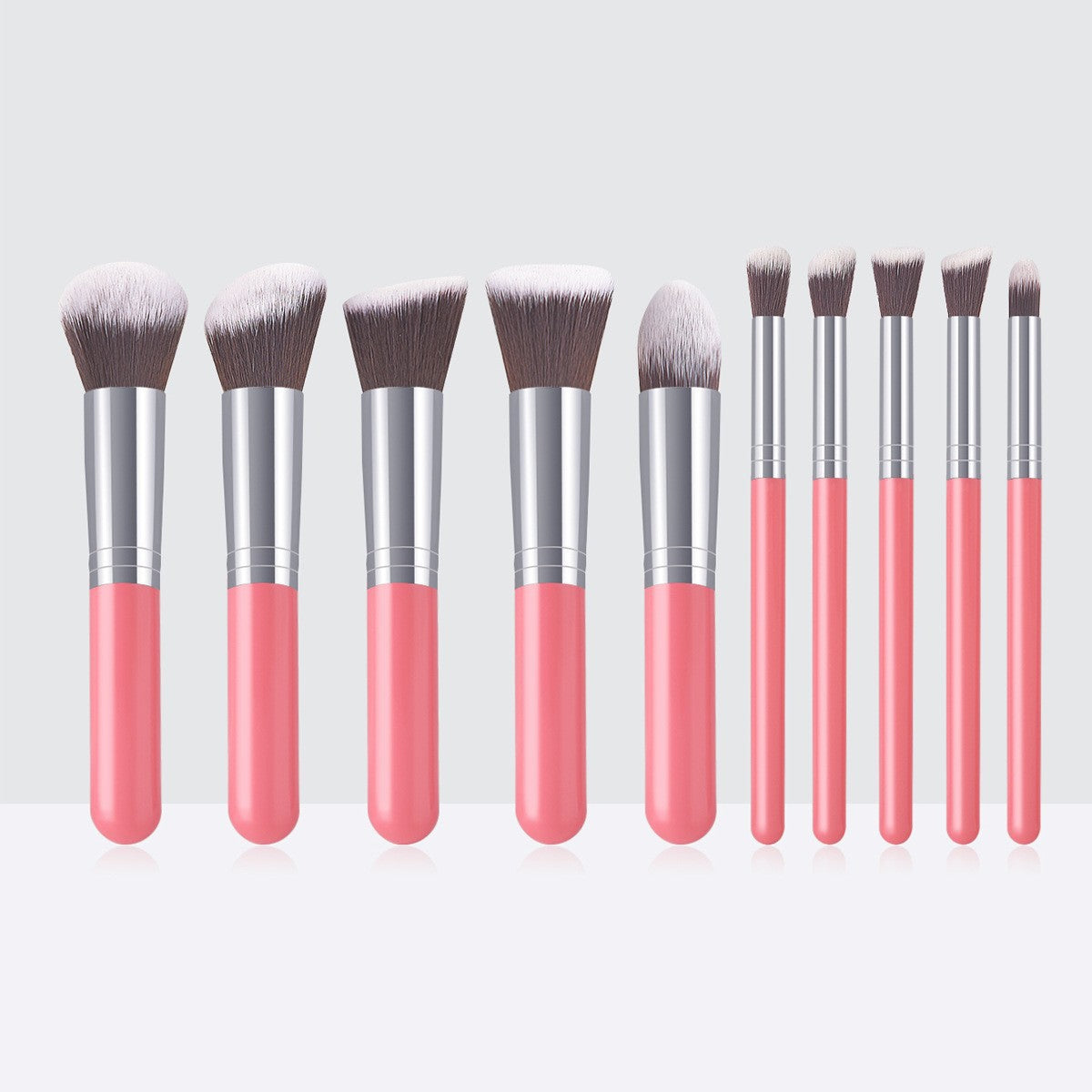 10-piece Black-Silver-Black-Gold Makeup Brush Set 5 Large 5 Small
