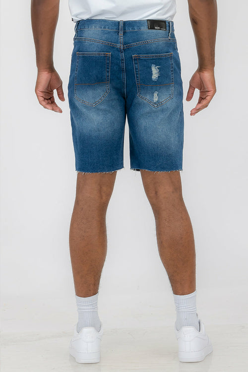 Washed Distressed Denim Shorts DSP1