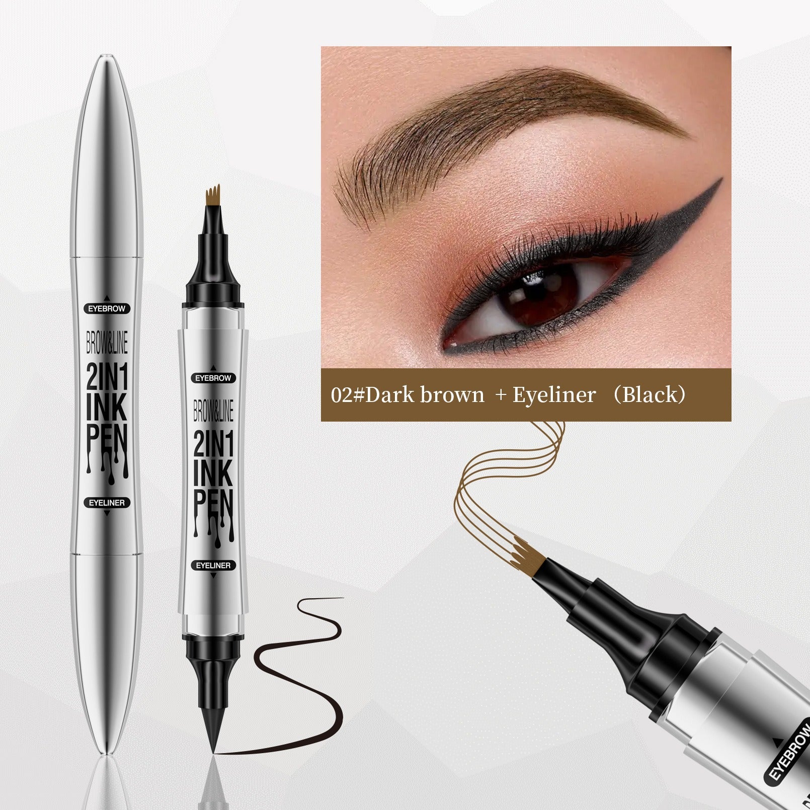 2 In 1 Microblading Eyebrow Pen, 4 Fork Tip,3D Waterproof Magic
