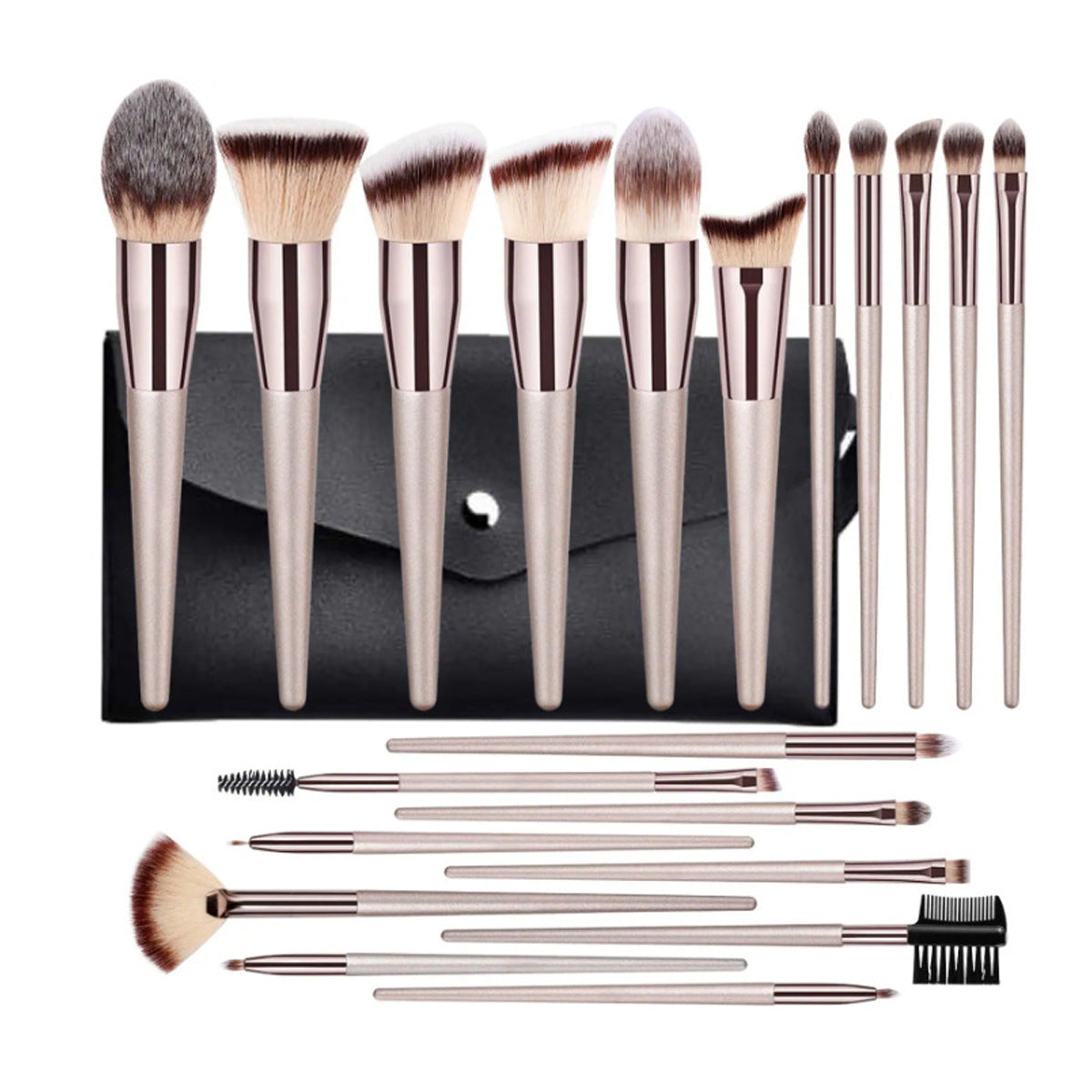 20-Piece Champagne-Colored Makeup Brush Set
