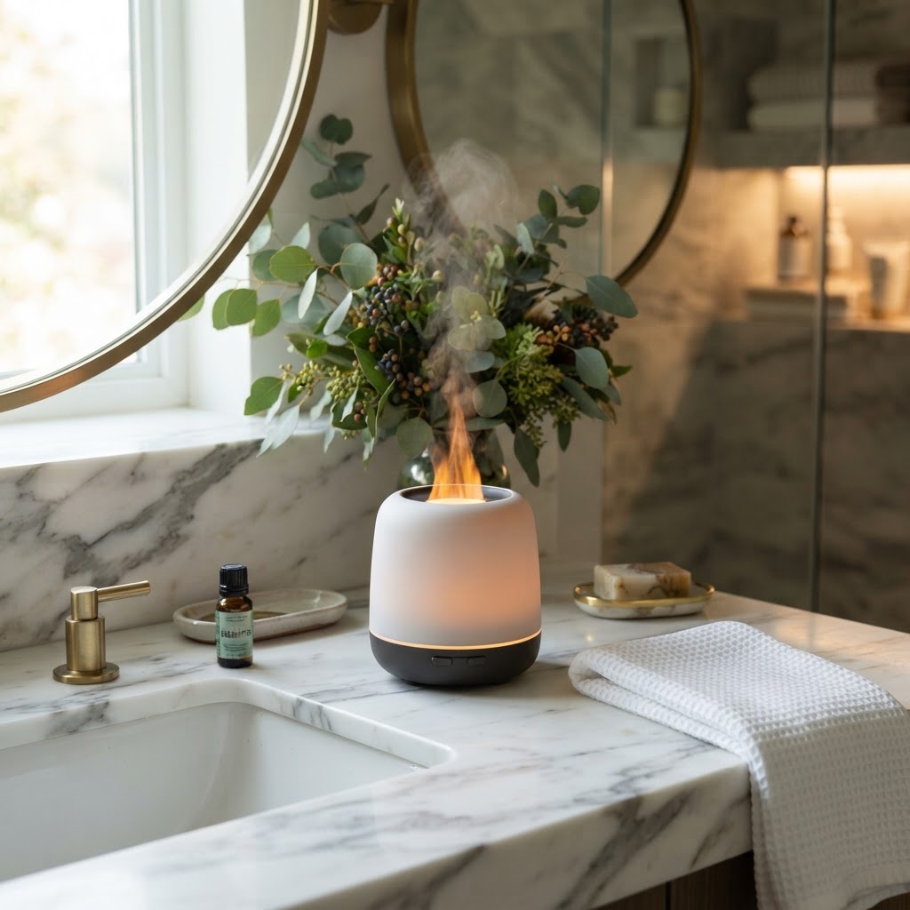 Flame Aromatherapy Essential Oil Diffuser — Ultrasonic Humidifier with Flame Effect